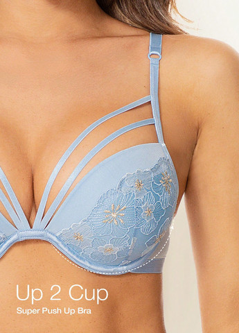 Блакитний балконет бюстгальтер SHEIN з кісточками поліамід