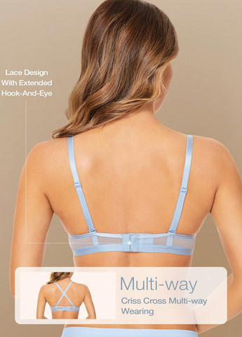 Блакитний балконет бюстгальтер SHEIN з кісточками поліамід