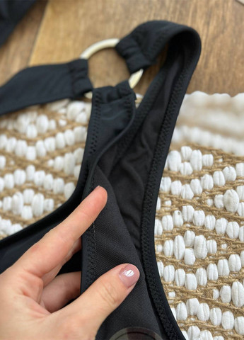 Черный летний купальник женский цельный слитный, трикини NOVA VEGA