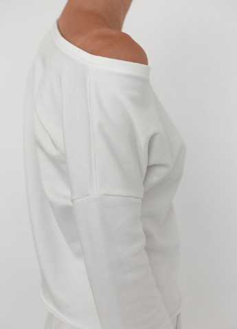 Свитшот Trofme underwear - Прямой крой однотонный молочный домашний хлопок, трикотаж - (195231278)
