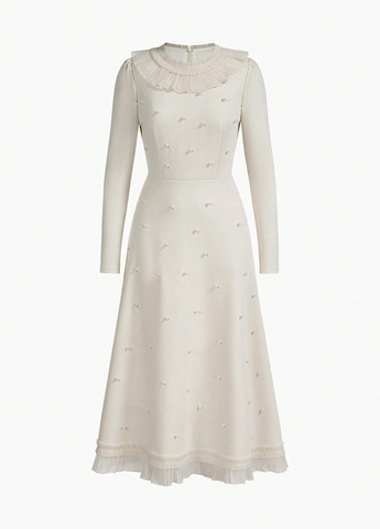 Кремовое кэжуал платье клеш SHEIN однотонное