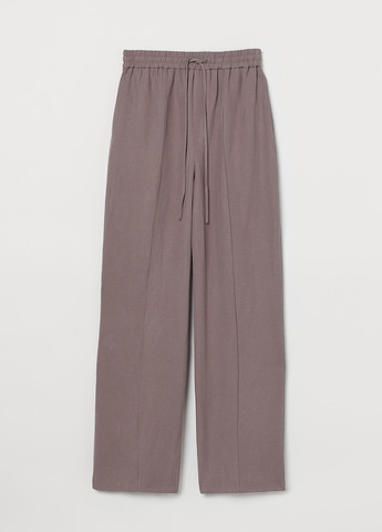 Серо-коричневые кэжуал демисезонные прямые брюки H&M