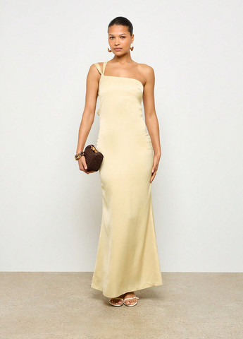 Світло-жовтий вечірня, святковий сукня а-силует, з відкритою спиною SHEIN однотонна