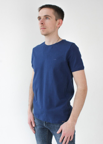 Синяя футболка мужская синяя базовая с коротким рукавом Jean Piere