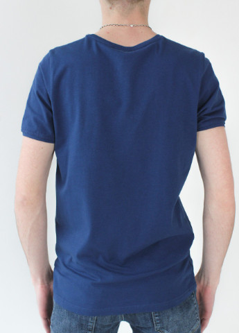 Синя футболка чоловіча синя базова з коротким рукавом Jean Piere