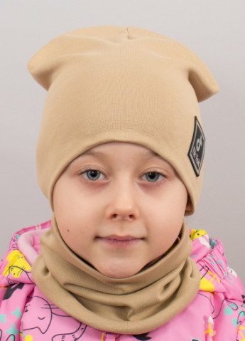 Детская шапка с хомутом КАНТА "TikTok" размер 48-52 беж (OC-991) Канта (220180410)