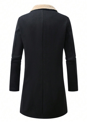 Чорне демісезонне Пальто однобортне SHEIN