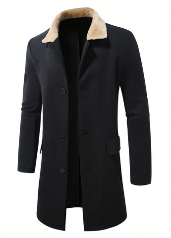 Чорне демісезонне Пальто однобортне SHEIN