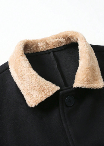 Чорне демісезонне Пальто однобортне SHEIN