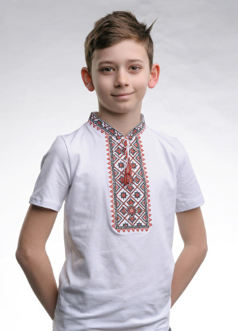 Вышиванка для мальчика с коротким рукавом Звездное сияние красная вышивка Melanika (228500237)