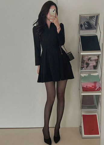 Черное кэжуал платье клеш SHEIN однотонное