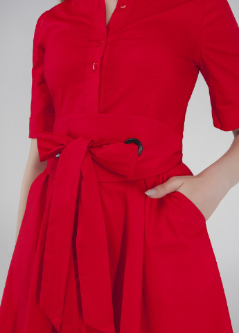 Красное кэжуал платье рубашка Viravi Wear однотонное