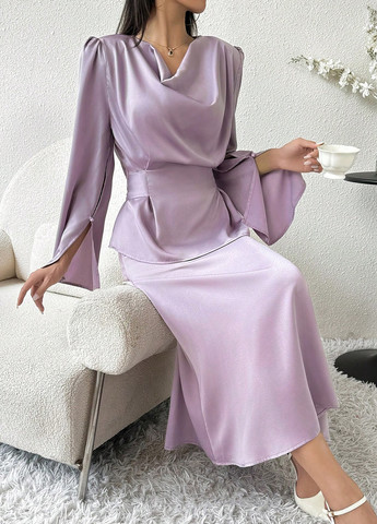 Бузковий літній комплект (блуза, спідниця) SHEIN