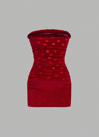 Вишневое коктейльное, праздничный, вечернее платье а-силуэт, бандо SHEIN сердечки