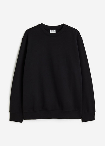 Черный свитшот H&M однотонный без декора (308792146)