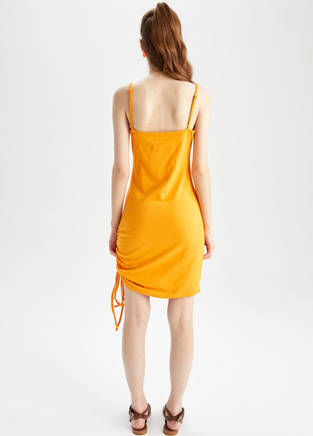 Оранжевое кэжуал платье платье-майка DeFacto однотонное