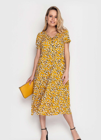 Жовтий кежуал сукня дзвін BeART з квітковим принтом