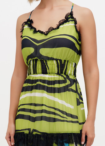 Фісташкова кежуал сукня кльош Sassofono Club з абстрактним візерунком