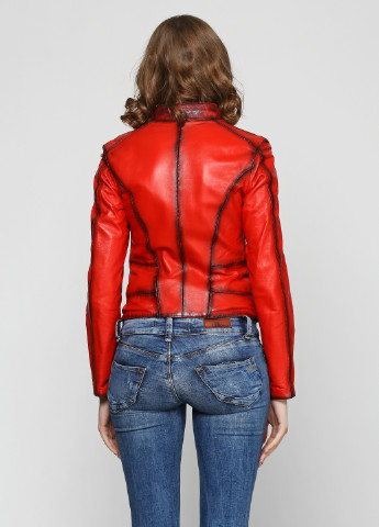 Красная демисезонная куртка двухсторонняя кожаная Bianca