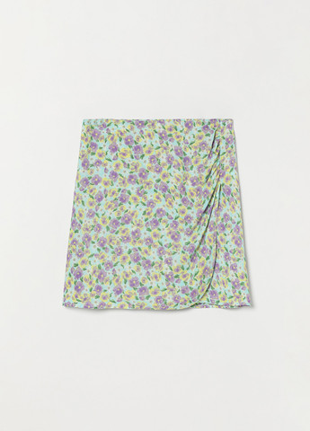 Зеленая кэжуал цветочной расцветки юбка Lefties а-силуэта (трапеция)
