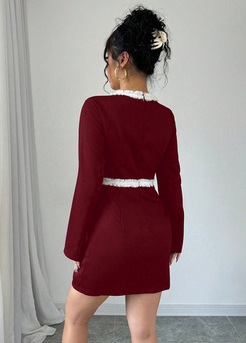 Красное кэжуал платье SHEIN однотонное