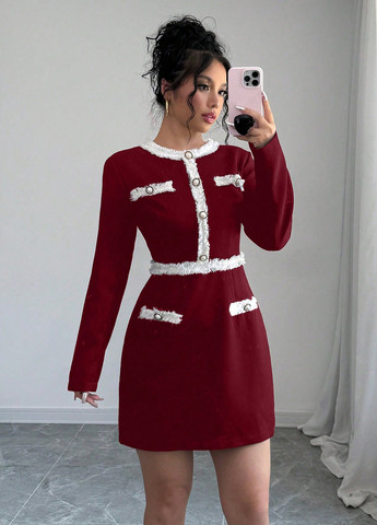 Красное кэжуал платье SHEIN однотонное