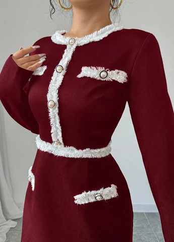 Красное кэжуал платье SHEIN однотонное
