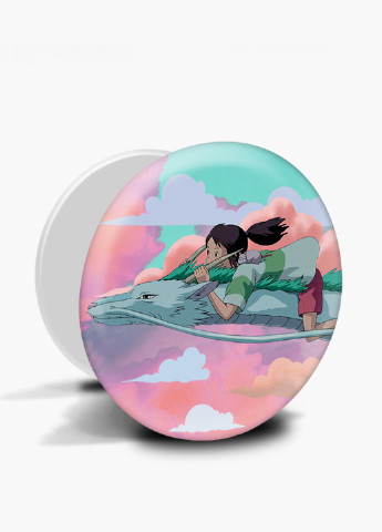 Попсокет (Popsockets) тримач для смартфону Тихиро Огіно Сен і Хакуо Віднесені примарами (Spirited Away) (8754-2830) Чорний MobiPrint (221548624)