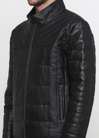 Черная демисезонная куртка кожаная Elibol