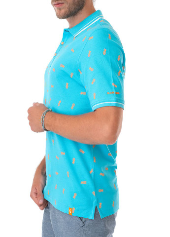 Голубой футболка-поло для мужчин COLOURS & SONS с цветочным принтом