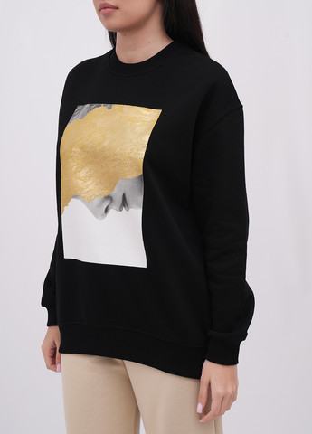 Чорний світшот EQUILIBRI малюнок без декору (341745012)