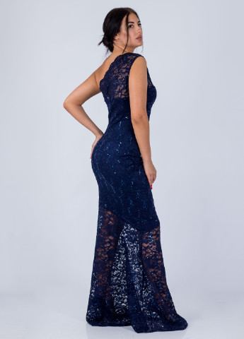 Темно-синя вечірня плаття, сукня годе, на одне плече Jessica Wright однотонна