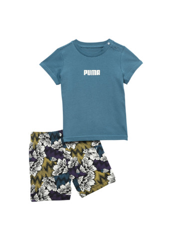Комплект Summer All-Over Printed Babies' Set Puma однотонный синий спортивный хлопок, эластан