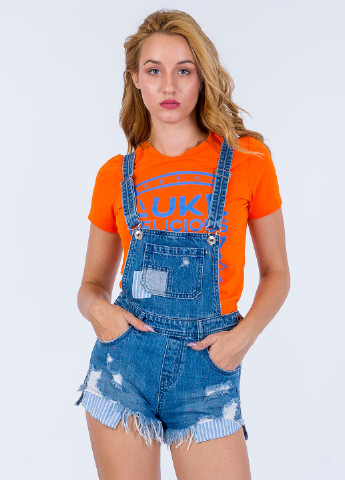 Комбинезон Only комбинезон-шорты однотонный голубой денил хлопок