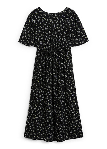 Черное кэжуал платье клеш C&A с цветочным принтом