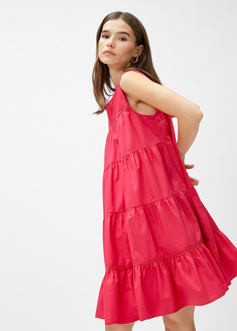 Фуксинова (кольору Фукія) кежуал сукня а-силует KOTON однотонна