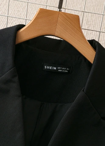 Черный женский жакет SHEIN однотонный - всесезон