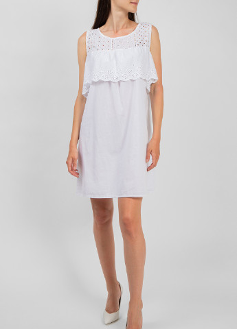 Белое кэжуал белое хлопковое платье без рукавов Made in Italy однотонное