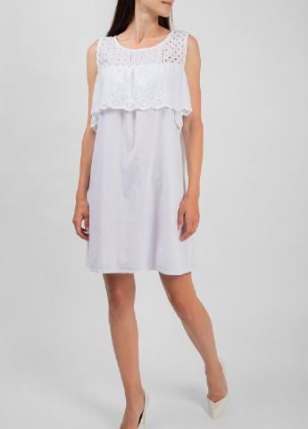Белое кэжуал белое хлопковое платье без рукавов Made in Italy однотонное