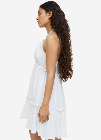 Белое кэжуал платье а-силуэт H&M однотонное