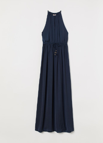 Темно-синее вечернее платье клеш H&M однотонное