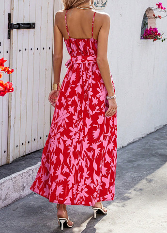 Червона кежуал сукня на запах SHEIN з квітковим принтом