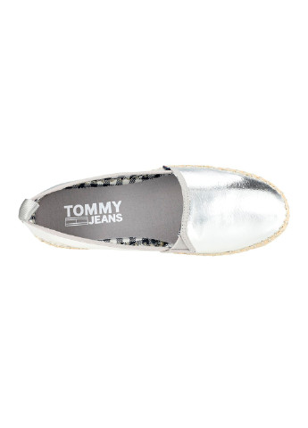 Срібні шкіряні еспадрилі Tommy Jeans однотонний (223340223)