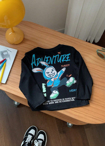 Черный демисезонный кэжуал лонгслив SHEIN с рисунком