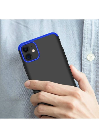 Пластикова накладка LikGus 360 градусів (opp) для Apple iPhone 12 (6.1"") Чорний / Синій (is_00000048820_8) GKK (250500087)