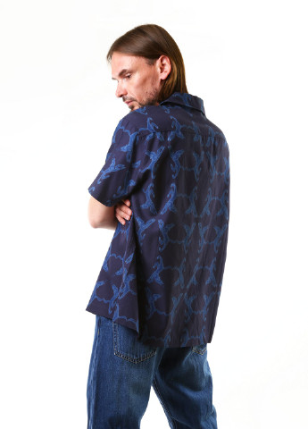 Темно-синяя кэжуал рубашка с рисунком August Mcgregor