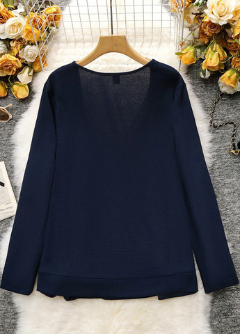 Темно-синій світшот SHEIN однотонний гудзики (323464840)