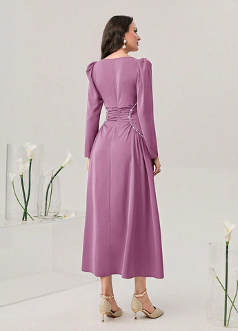 Розовое вечернее платье SHEIN однотонное