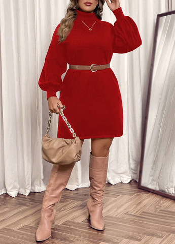 Червона святковий, кежуал сукня а-силует, сукня светр SHEIN однотонна