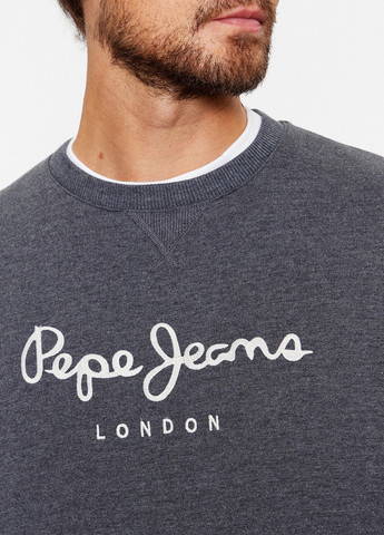 Серый свитшот Pepe Jeans London логотип вышивка (302147051)